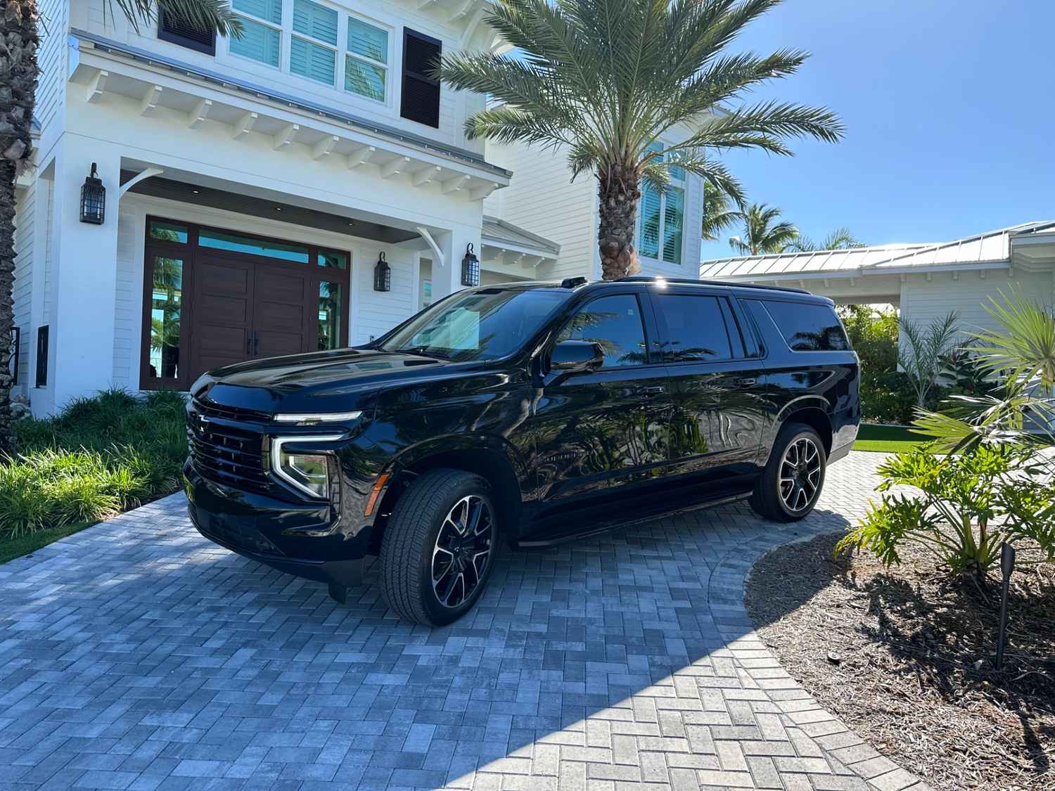 Private black SUV for wedding car service in the Florida Keys