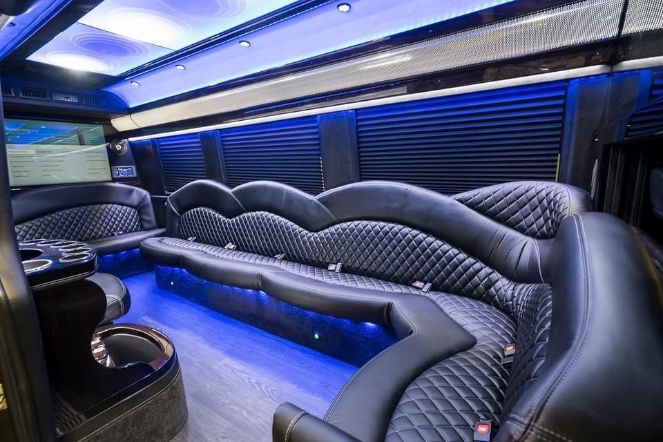 Interior seating for bridal party shuttle service in the Florida Keys