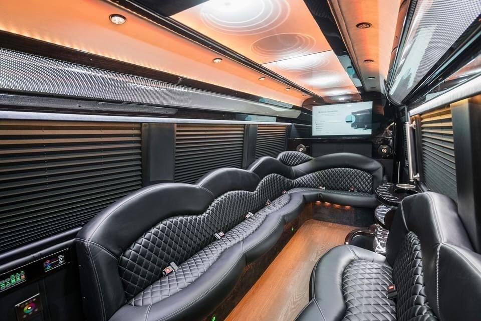 Comfortable guest shuttle seating for wedding transportation in Key West